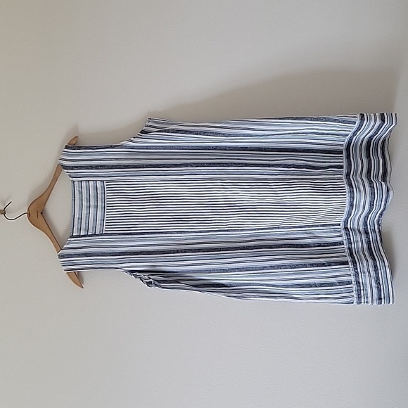 J Jill Love Linen Blue White Striped Sleeveless Shift Dress Size XL - Picture 5 of 9